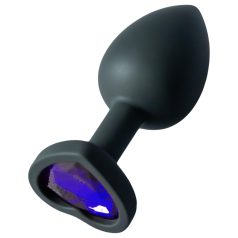   Sunfo - plug anal de silicona con piedra corazón lila (negro)