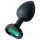 Sunfo - Plug anal silicona corazón con piedra verde oscuro (negro)