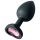 Sunfo - tapón anal de silicona con piedra rosa en forma de corazón (negro)
