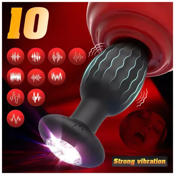 Desirel - Plug anal vibrador con luz LED cambiante de color - control por app, 10 modos de vibración (negro)