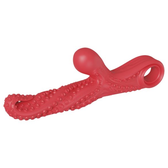 Monster Fuck - Vibrador con brazo para clítoris y tentáculos - silicona roja