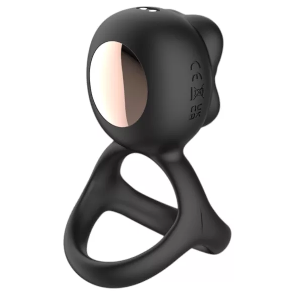 Biu-Biu - anillo para pene y vibrador de clítoris con lengua - silicona negra