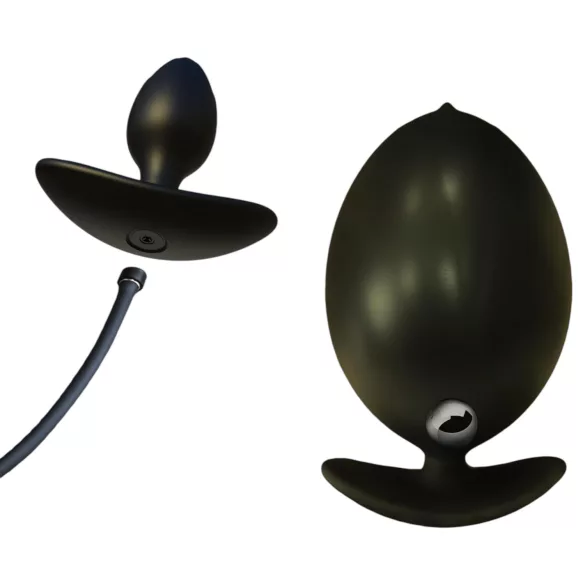 Kangvo - plug anal hinchable magnético con bola rodante (negro)