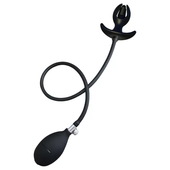 Kangvo - plug anal acanalado inflable magnético (negro)