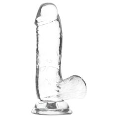 Dildo transparente con ventosa y testículos - 15cm