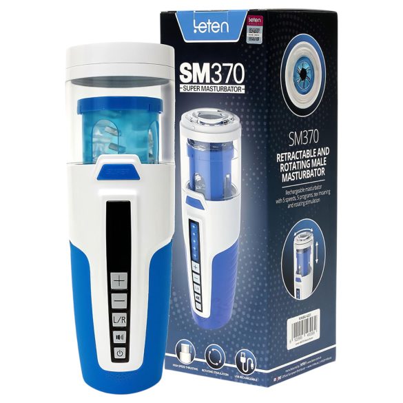 Leten SM370 - Masturbador giratorio y sonoro (blanco)