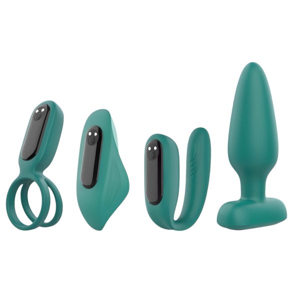 Sex HD - set de vibradores 4 pzs, recargables, con mando (verde)
