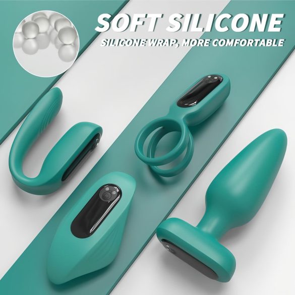 Sex HD - set de vibradores recargables remoto 4 piezas silicona verde