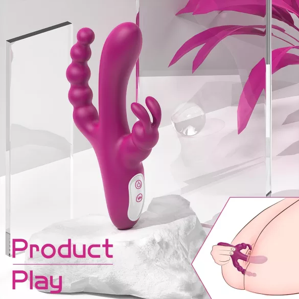 Sex HD Joker - vibrador recargable impermeable triple - silicona lila
