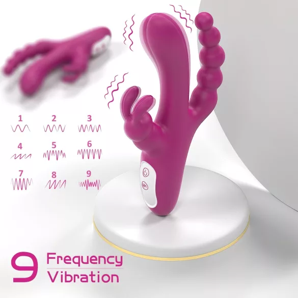 Sex HD Joker - vibrador recargable impermeable triple - silicona lila