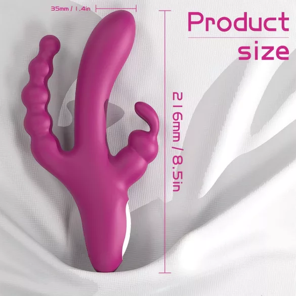 Sex HD Joker - vibrador recargable impermeable triple - silicona lila