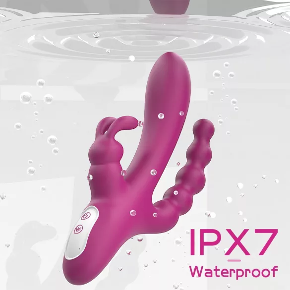 Sex HD Joker - vibrador recargable impermeable triple - silicona lila
