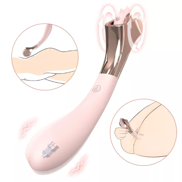 Sex HD - vibrador recargable impermeable con rueda estimuladora - silicona rosa