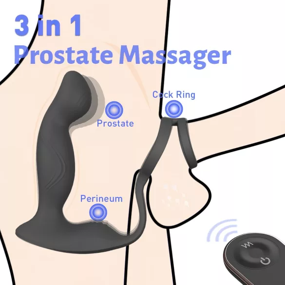 Sex HD Virgil - masajeador prostático vibrador con anillo pene y testículos