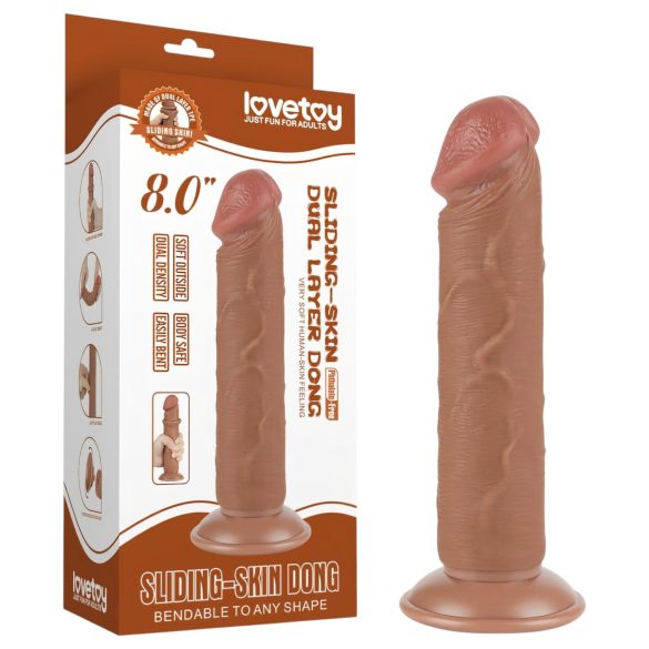 Lovetoy Sliding-Skin - consolador con ventosa doble capa 20 cm color natural