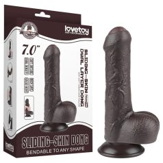   Lovetoy Sliding-Skin - dildo realista con testículos - 18,3 cm - marrón