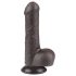 Lovetoy Sliding-Skin - dildo realista con testículos - 18,3 cm - marrón