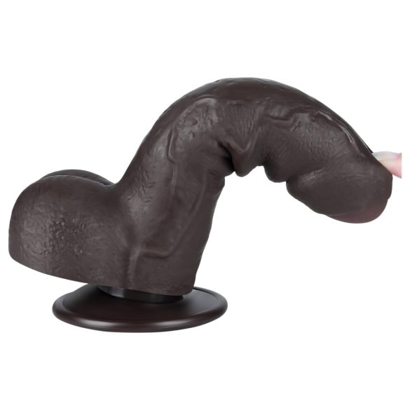 Lovetoy Sliding-Skin - dildo realista con testículos - 18,3 cm - marrón