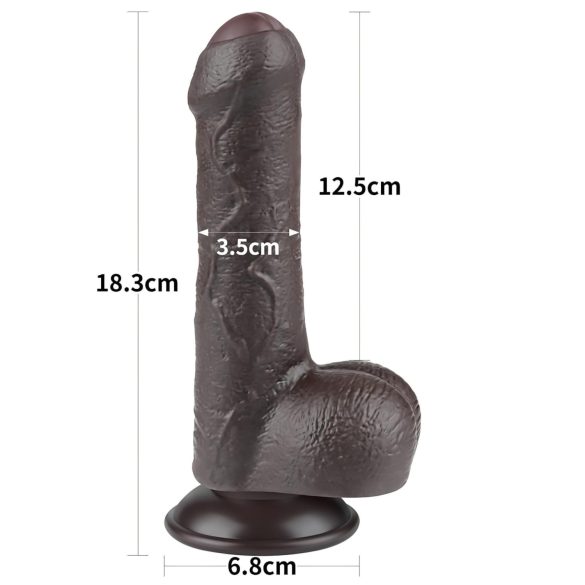 Lovetoy Sliding-Skin - dildo realista con testículos - 18,3 cm - marrón
