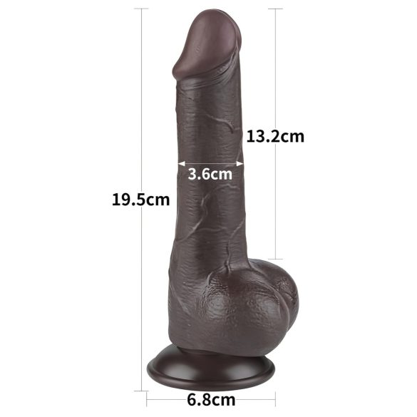 Lovetoy Sliding-Skin - dildo realista con testículos - 19,5 cm - marrón