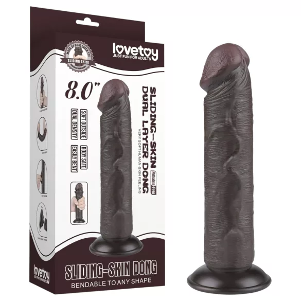 Lovetoy - Dildo realista con ventosa - doble capa - 20 cm marrón