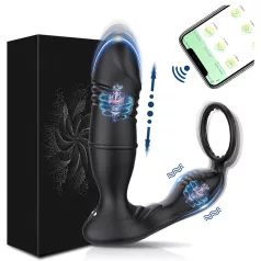   AlvUp - Anillo vibrador para el pene con empuje controlado por app, para hombres (negro)