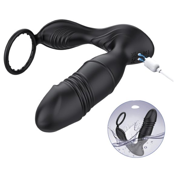 AlvUp - vibrador prostático inteligente con anillo para pene - silicona negra