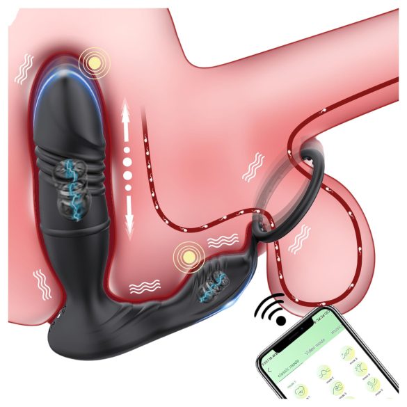 AlvUp - vibrador prostático inteligente con anillo para pene - silicona negra