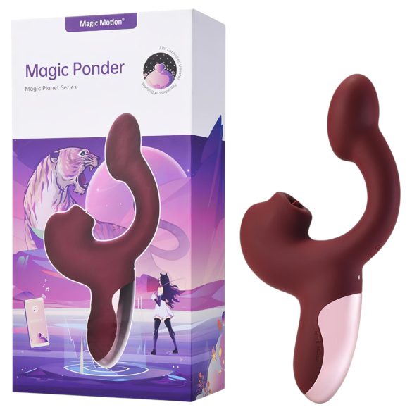 Magic Motion Magic Ponder - vibrador 2 en 1 con brazo para clítoris - burdeos
