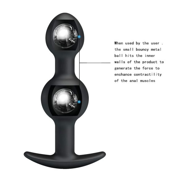 Pretty Love - consolador anal con bolas internas - silicona negra