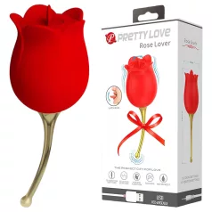   Pretty Love Rose Lover - vibrador succionador de clítoris con lengua 2en1 - rojo