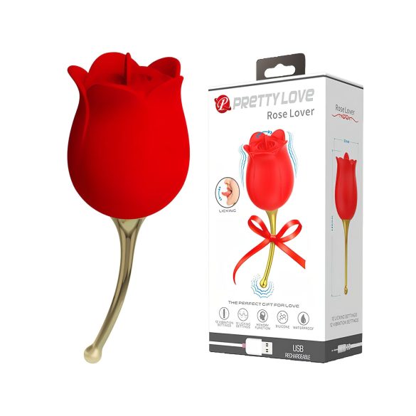 Amante Rosa 2en1 - Vibrador con lengua (rojo)