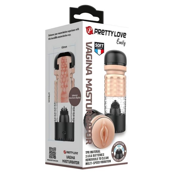 Pretty Love Emily - masturbador vagina realista - silicona - negro
