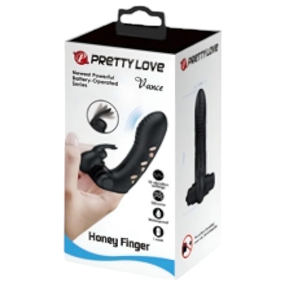 Pretty Love Vance - vibrador dedo con estimulador de clítoris - silicona negra