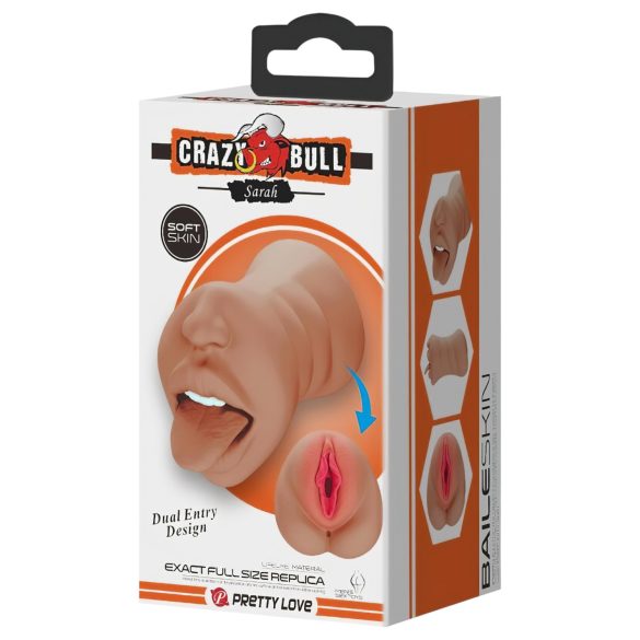 Crazy Bull - masturbador doble boca y vagina - silicona color natural