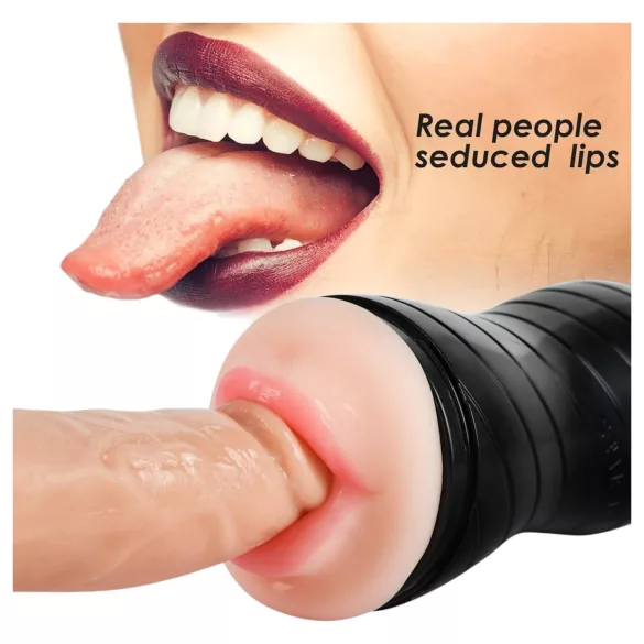 Vibeconnect - masturbador boca y vagina realista - silicona piel negra