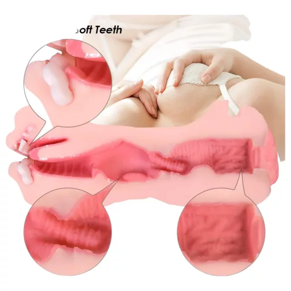 Vibeconnect - masturbador boca y vagina realista - silicona piel negra