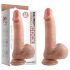 Dildo realista de doble densidad con ventosa, testículos - 18 cm (natural)