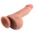 Dildo realista de doble densidad con ventosa, testículos - 18 cm (natural)