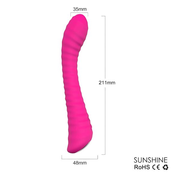 Sex HD Sunshine - vibrador punto G recargable con estrías - silicona rosa