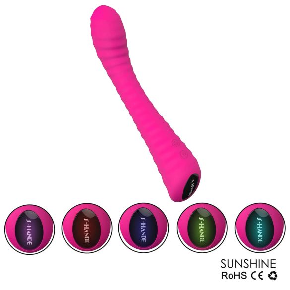 Sex HD Sunshine - vibrador punto G recargable con estrías - silicona rosa