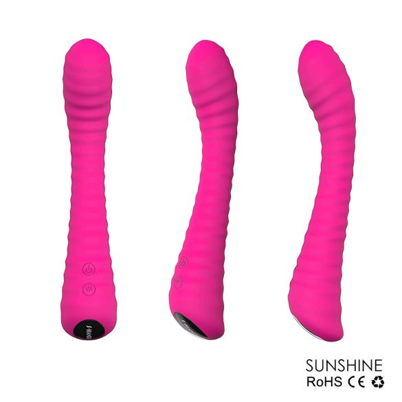 Sex HD Sunshine - vibrador punto G recargable con estrías - silicona rosa