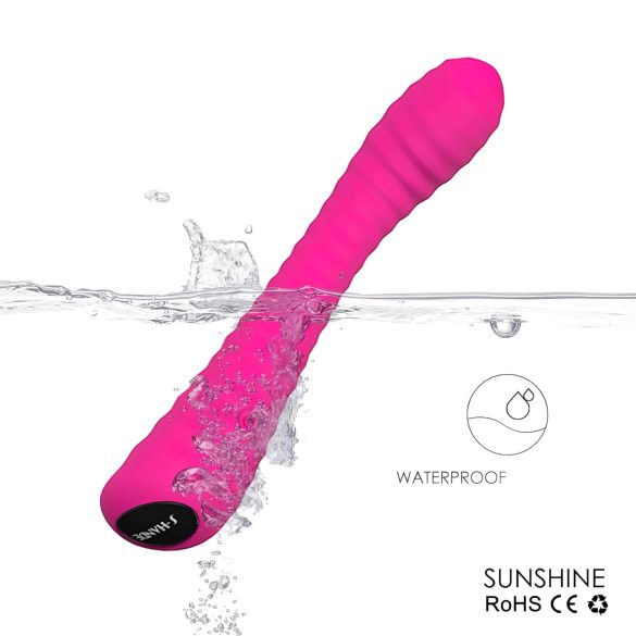 Sex HD Sunshine - vibrador punto G recargable con estrías - silicona rosa