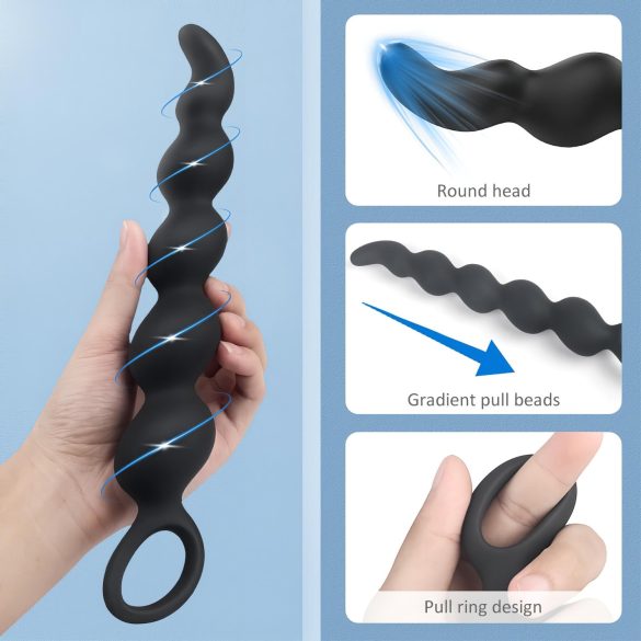 Sex HD Steven - consolador anal con perlas - silicona negra