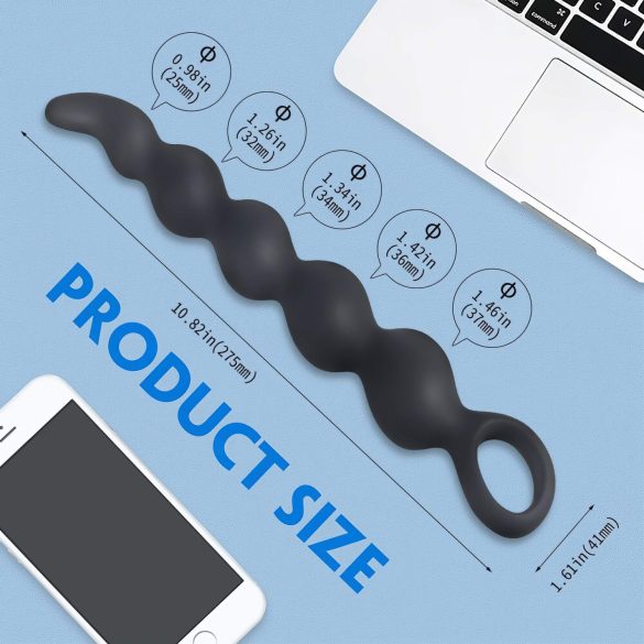 Sex HD Steven - consolador anal con perlas - silicona negra