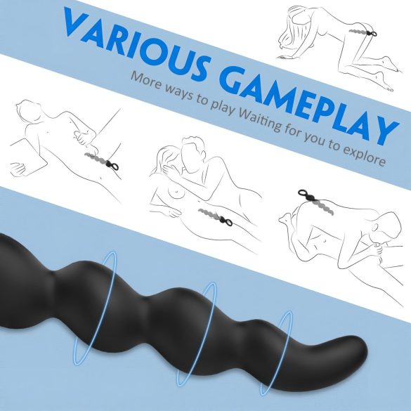 Sex HD Steven - consolador anal con perlas - silicona negra