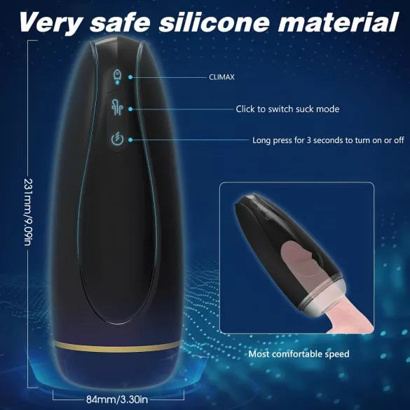 Sex HD Hawk - masturbador recargable vibrador y succionador - negro/blanco