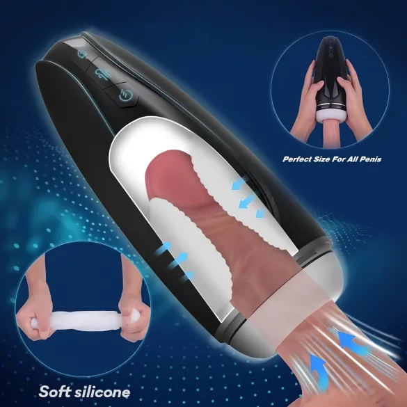 Sex HD Hawk - masturbador recargable vibrador y succionador - negro/blanco