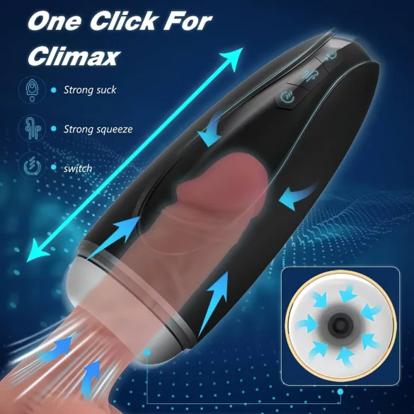 Sex HD Hawk - masturbador recargable vibrador y succionador - negro/blanco