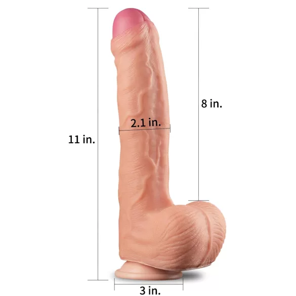 Lovetoy Nature Cock - consolador realista doble capa 28 cm color piel